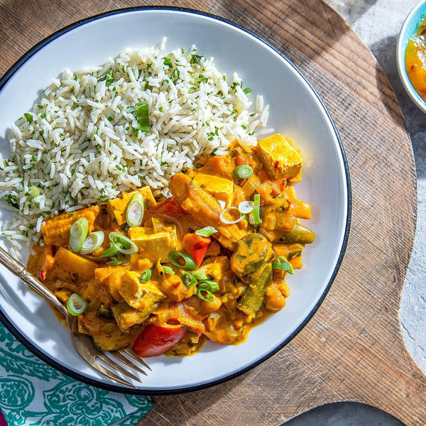 VEGETABLE & TOFU CURRY WITH BASMATI RICE - Devon Farm Kitchen