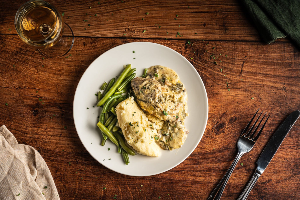 Chicken with Mushrooms in a Creamy Sauce