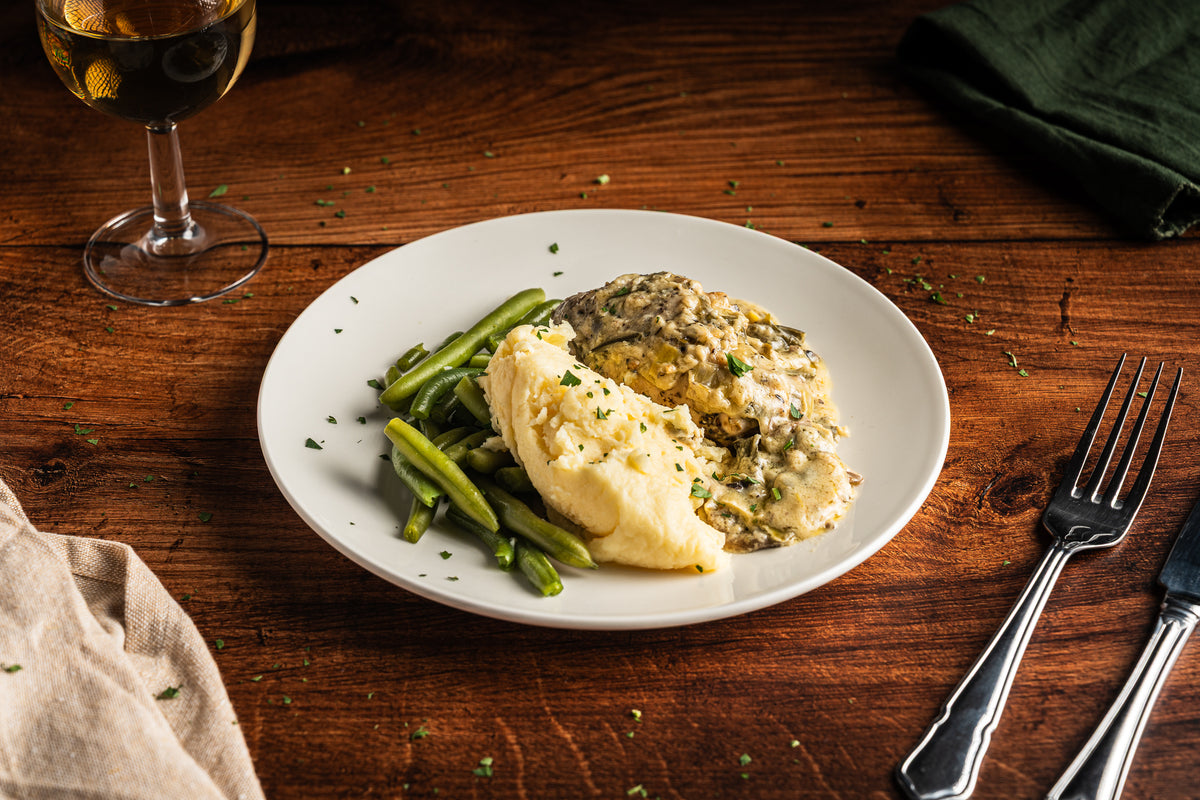 Chicken with mushrooms in a creamy sauce