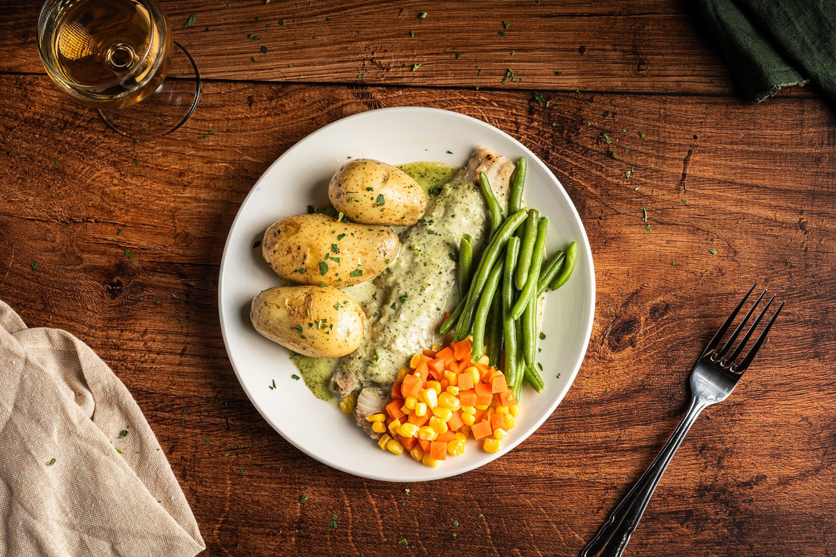 White Fish in a Creamy Parsley Sauce