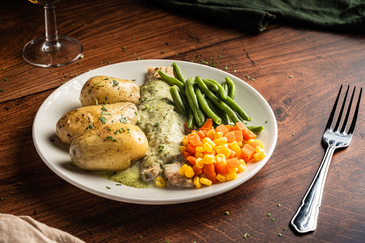 White Fish in a Creamy Parsley Sauce