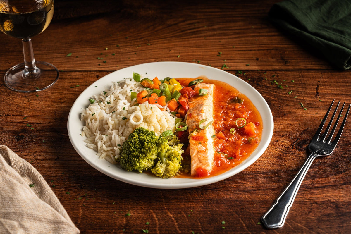 Salmon with Sweet & Sour Vegetables