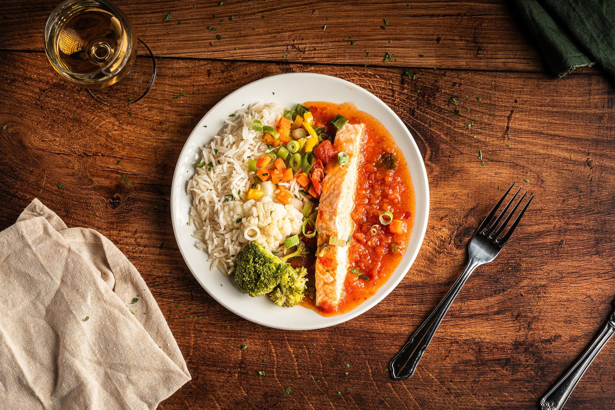 Salmon with Sweet & Sour Vegetables